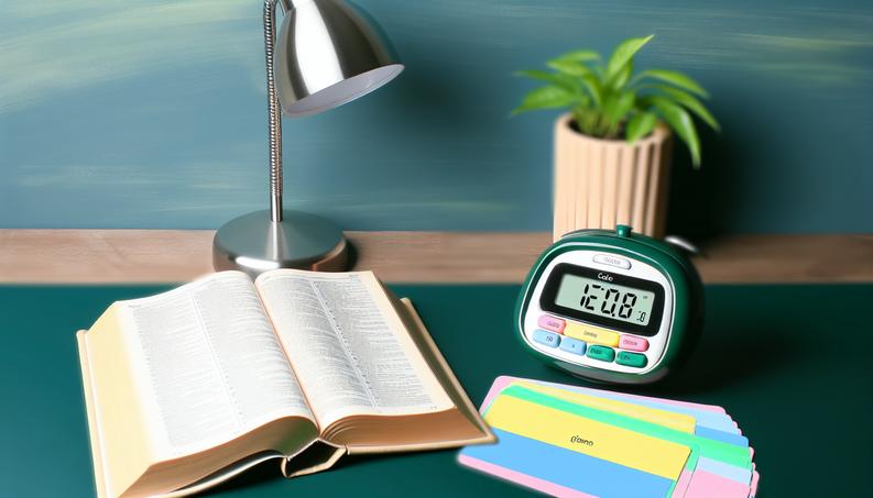 Illustration showing Spaced Repetition with a calendar and flashcards.