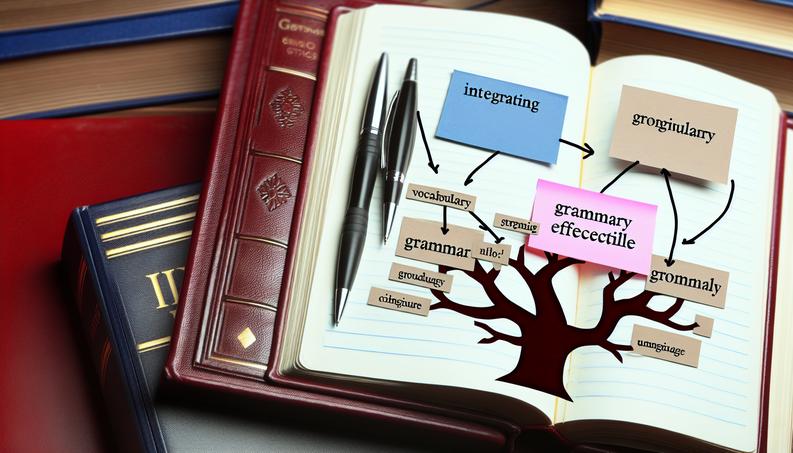 Students using a thematic approach for combining vocabulary with grammar.